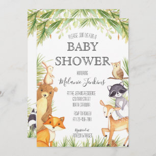Woodland Babydusche Einladung