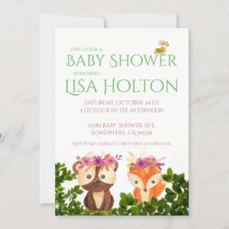 Woodland Babydusche Einladung