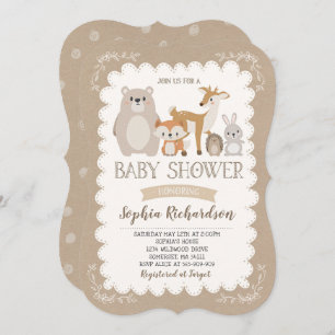 Woodland Babydusche Einladung Whimsical Dusche