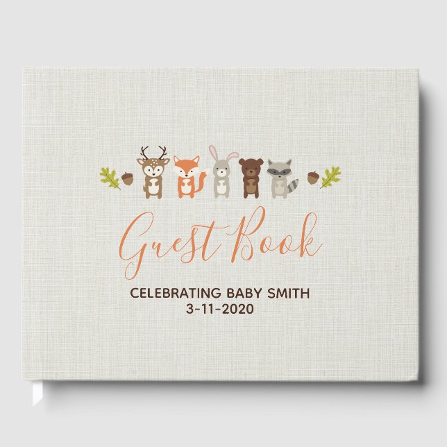 Woodland Babydusche Gästebuch (Vorderseite)