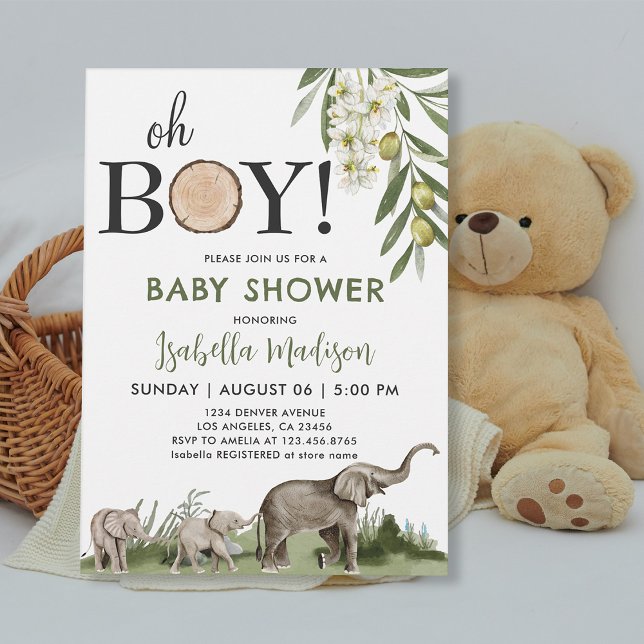 Woodland Babydusche Oh Boy Watercolor Einladung (Woodland Baby Shower Oh Boy Watercolor Invitation
)