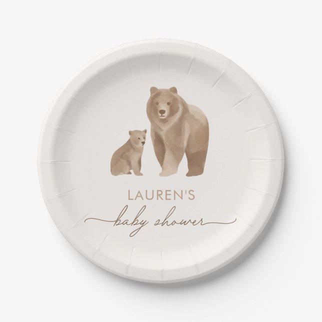 Woodland Babydusche Pappteller (Vorderseite)