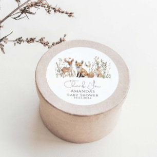 Woodland Babydusche Runder Aufkleber