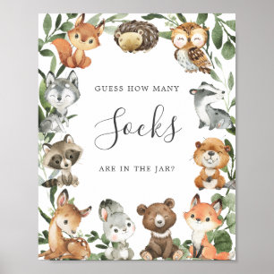Woodland Babydusche schätzt wie viele Socken signi Poster