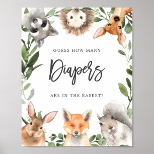 Woodland Babydusche schätzt wie viele Windeln Post Poster