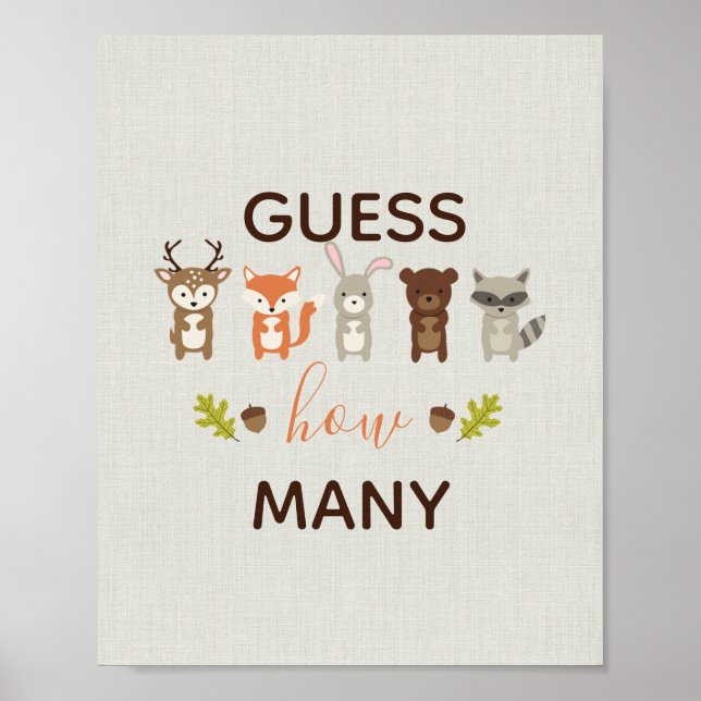 Woodland Babydusche schätzt wie viele Zeichen Poster (Vorne)