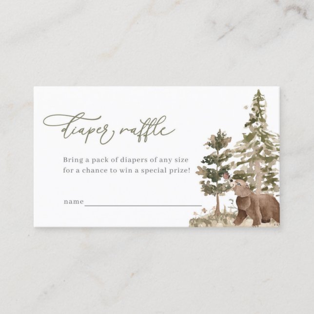 Woodland Babydusche Windelwaschkarte Visitenkarte (Vorderseite)