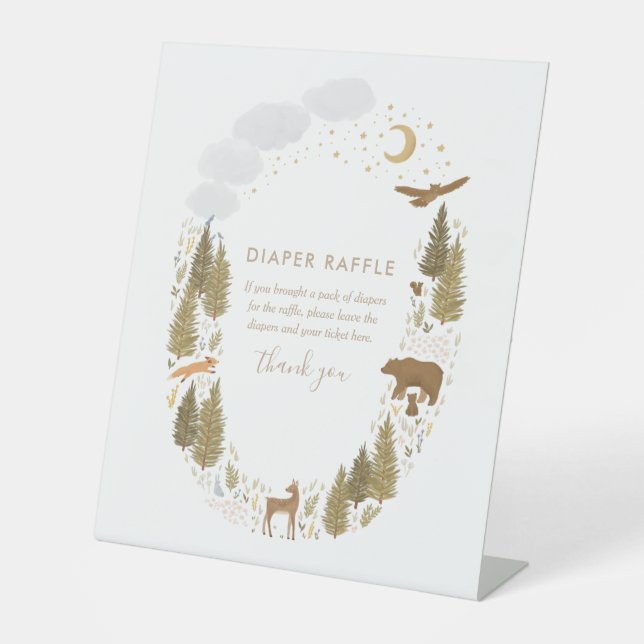 Woodland Babydusche Windelwindeln Sockelschild (Vorderseite)