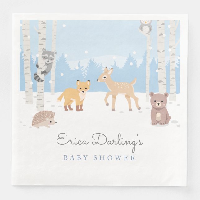 Woodland Babydusche | Winterwald Serviette (Vorderseite)