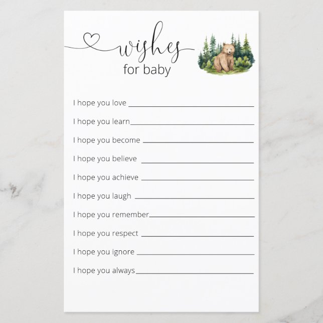 Woodland Babydusche wünscht sich ein Baby (Vorderseite)