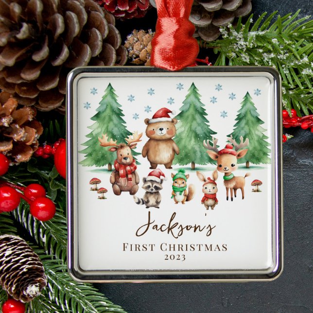 Woodland Baby's 1. Weihnachten Ornament Aus Metall (Von Creator hochgeladen)