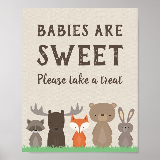 Woodland Babys sind süß Bitte nehmen Sie eine Leck Poster (Vorne)