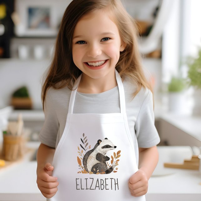 Woodland Badger Cute Personalized Kinderschürze (Von Creator hochgeladen)