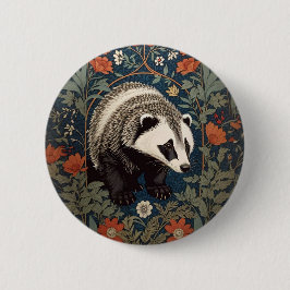 Woodland Badger William Morris Inspiriert Button