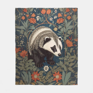 Woodland Badger William Morris Inspiriert Fleecedecke