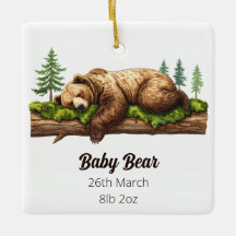 Woodland Bär Birth Stats Baby's First Christmas