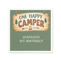 Woodland Bär Ein Glücklicher Camper 1. Geburtstag