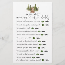 Woodland Bear Baby Dusche "raten Sie, wer" Spiel