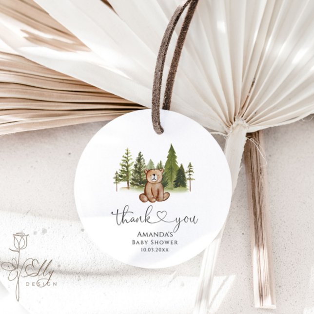 Woodland Bear Baby Dusche Vielen Dank für Ihre Unt Geschenkanhänger (Von Creator hochgeladen)