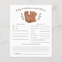 Woodland Bear Baby Predictions & Advice Card