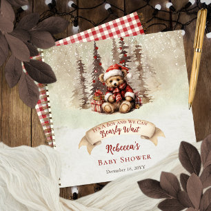 Woodland Bear Holiday Boy Baby Showroom Gästebuch Notizbuch