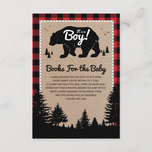 Woodland Bear Lumberjack Books for Baby Library Begleitkarte (Vorderseite)