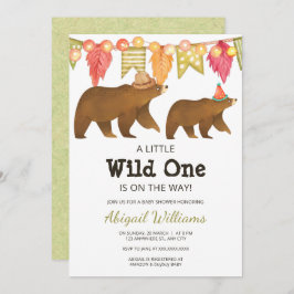 Woodland Bear Party Kinderdusche Wild One Einladung
