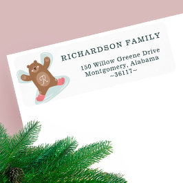 Woodland Bear Snow Angel Monogram Address