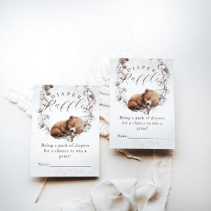Woodland Bear Winter Diaper Raffle Baby Dusche Begleitkarte