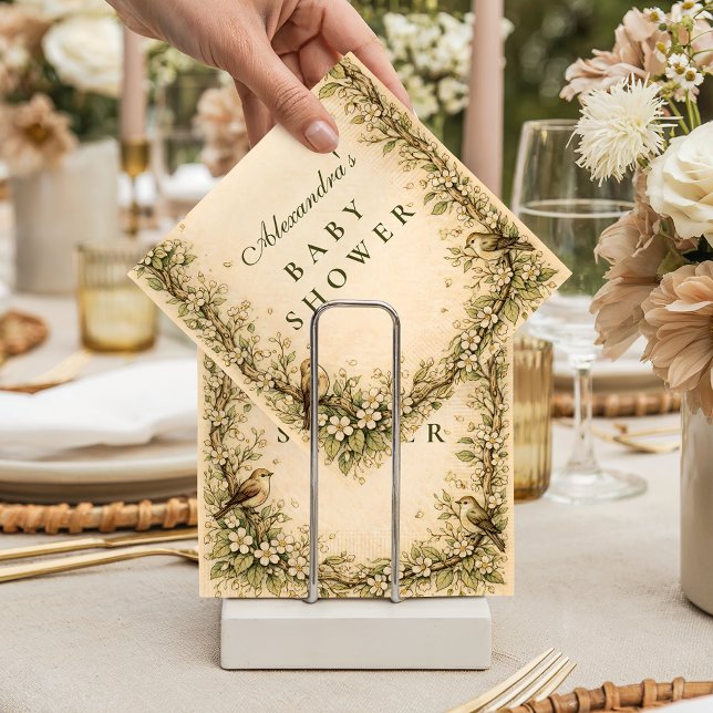 Woodland Birds Storybook Baby Shower Serviette (Von Creator hochgeladen)