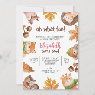 Woodland Birthday, First Birthday, 1st Girl Einladung