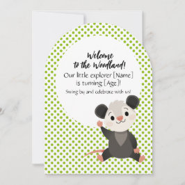 Woodland Birthday Invitation – Cute Opossum Einladung