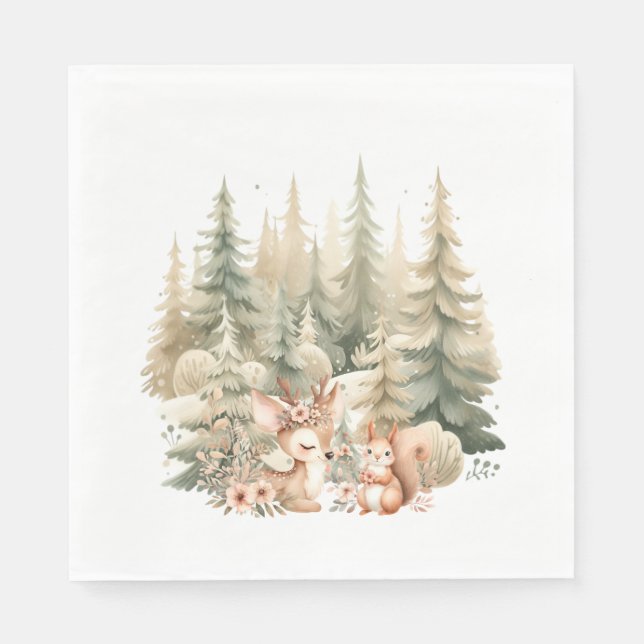Woodland Birthday Napkins Serviette (Vorderseite)