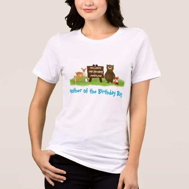Woodland Birthday Party Animals Mother Tri-Blend Shirt (Vorderseite)