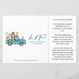 Woodland Blue Truck Baby Dusche Candy Bar Wrapper