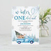 Woodland Blue Truck Winter Onederland Geburtstag