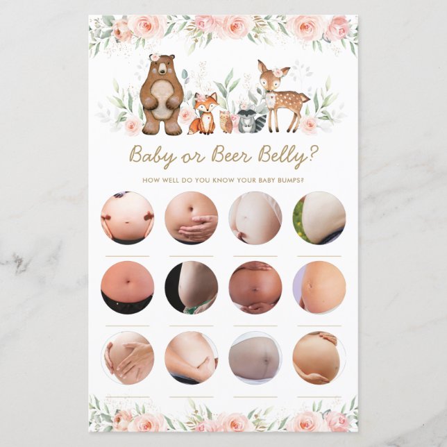 Woodland Blush Bloral Baby oder Bierbauch Game (Vorderseite)