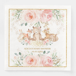 Woodland Blush Pink Bläschen Baby Dusche Geburtsta Serviette