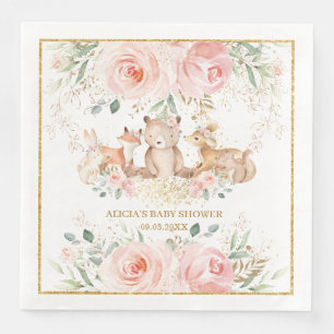 Woodland Blush Pink Bläschen Baby Dusche Geburtsta Serviette