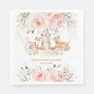 Woodland Blush Pink Bläschen Baby Dusche Geburtsta Serviette