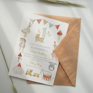 Woodland Boho Baby Mushroom Erster Geburtstag Einladung