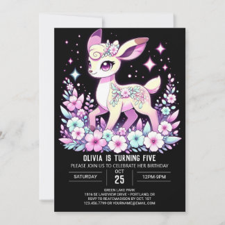 Woodland Boho Deer Digital Geburtstag Einladung