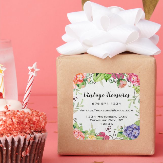 Woodland boho Floral Business oder Personal Craft Quadratischer Aufkleber (Party)