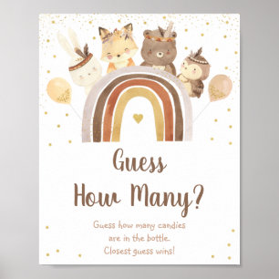 Woodland Boho Rainbow Guess How Many Game Poster