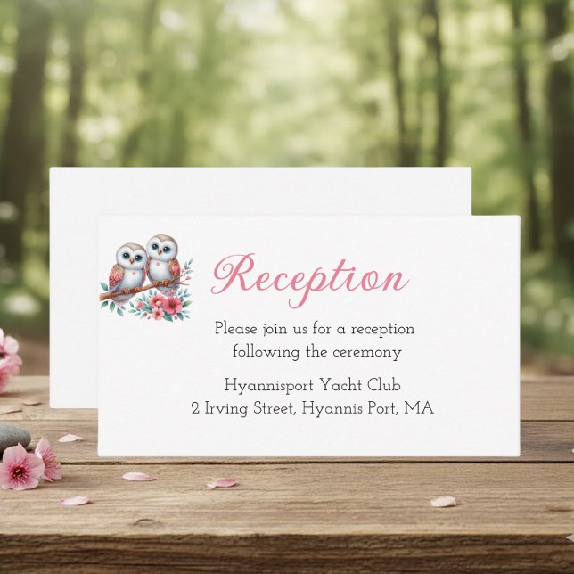 Woodland Boho Rustic Owl Wedding Reception Begleitkarte (Von Creator hochgeladen)