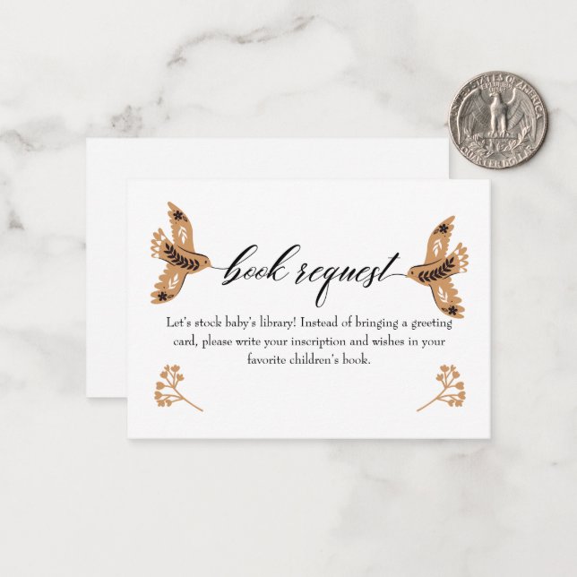 Woodland Book Request Book Book for Baby Insert Ca Mitteilungskarte (Vorderseite/Rückseite Beispiel)