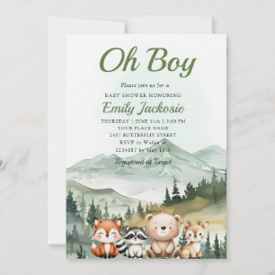 Woodland Boy Baby Forest Tierbabydusche Einladung