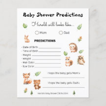 Woodland Boy Baby Shower Predictions Game