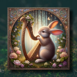 Woodland Bunny Art Nouveau Frame Oster Feiertagskarte