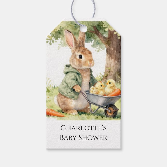 Woodland Bunny Baby Shower Thank You Geschenkanhänger (Vorderseite)